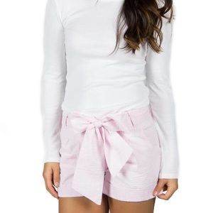 Lauren James Seersucker Shorts M Pink